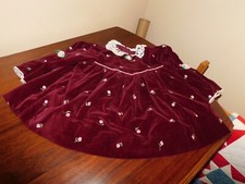 Burgundy Velvet Toddler Dress Vintage Philippines Embroidered Pink Roses 24M
