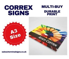 A3 correx signs fully Printed durable correx multi buy  discount outdoor signs