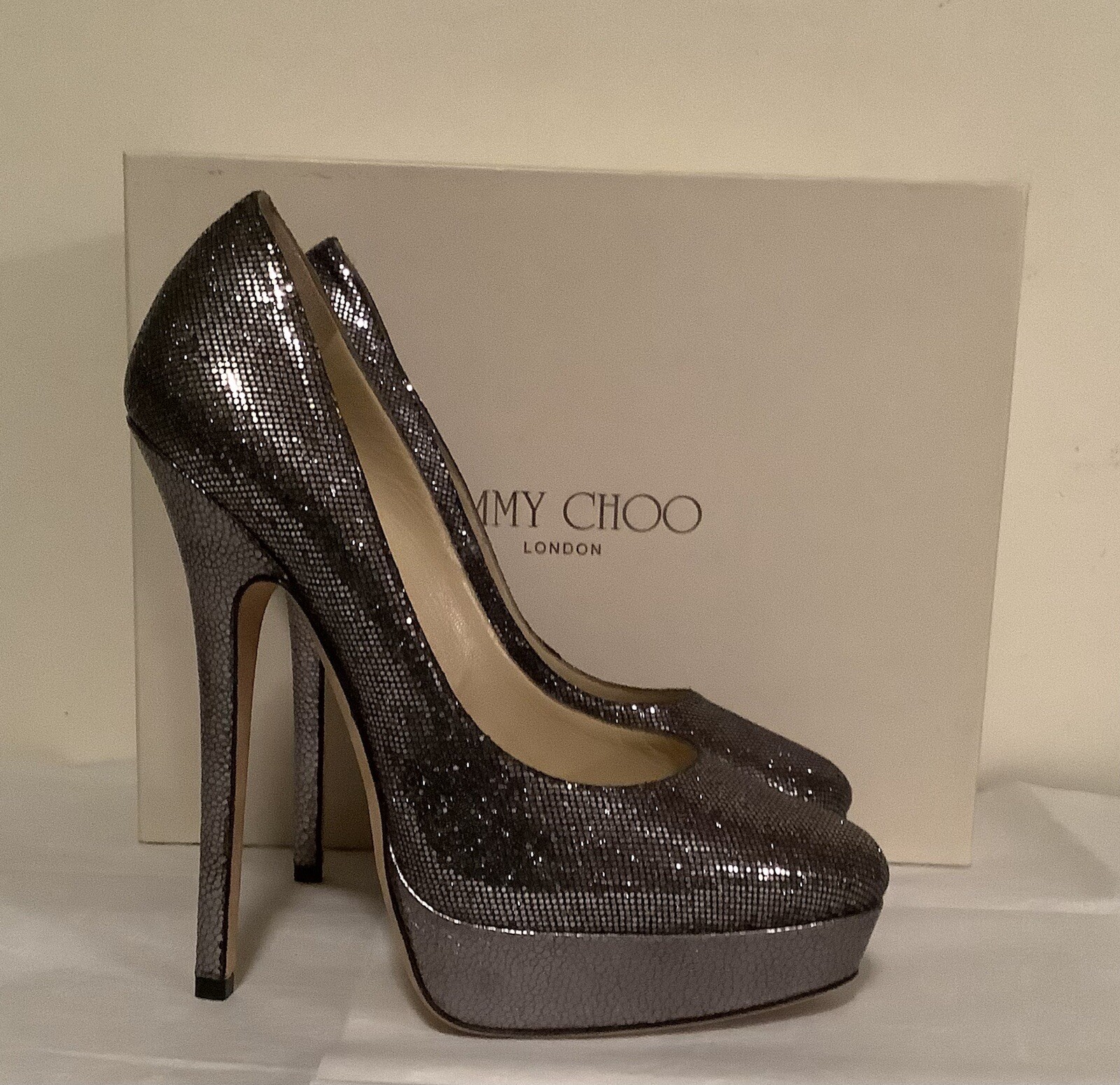 JIMMY CHOO London women's Pump NEW Silver Glitter Size 37 image 3