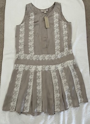 banana republic heritage lace dress Banana Republic Heritage Shift dress sz 6 cream lace lined mid length