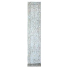 2'6"x19'1" Chrome Gray Natural Dyes Angora Oushak XL Runner Oriental Rug R89629
