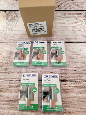 Lot of 5 Dremel 932 Aluminum Oxide Grinding Stone 3/8'' Stone (1/8'' Shaft) NEW