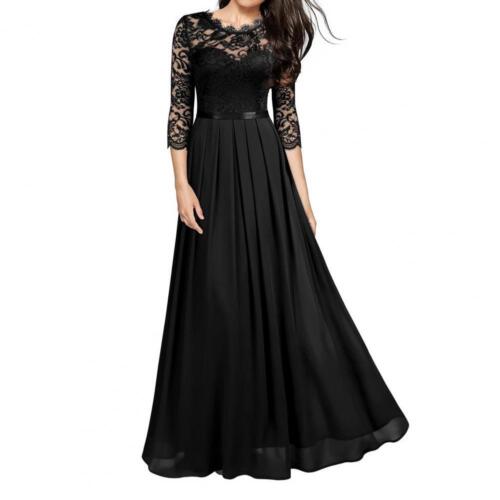 Mujeres Vestido Maxi Largo de Noche Retazos de Encaje Color Sólido Cintura Alta Vestido - Imagen 23 de 27