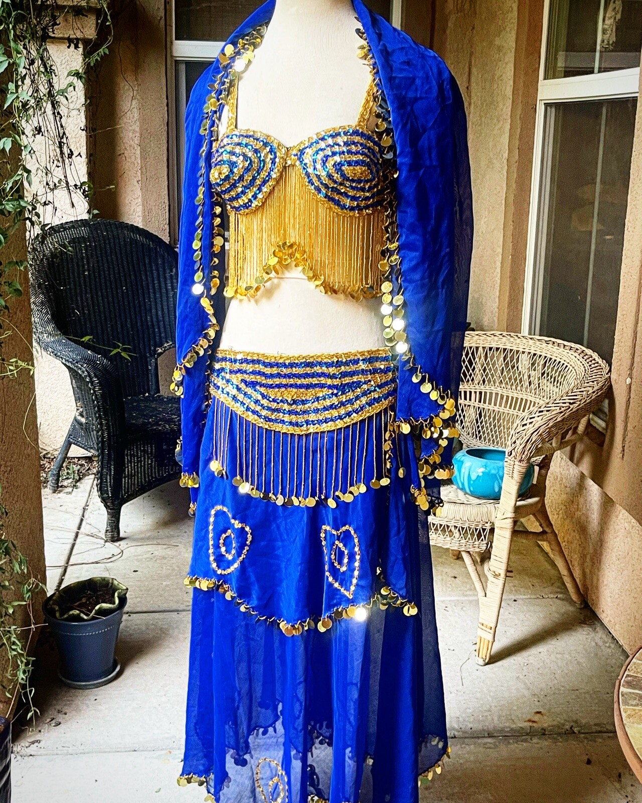 Vintage Sequin Belly Dancer Costume Three Piece Gem