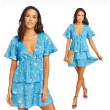 Show Me Your Mumu women's dress floral mini tiered flutter sleeves Large summer 