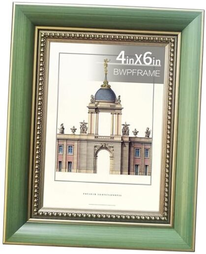Vintage 4x6 Inch Solid Wood Picture Frames with Real Glass in Green-image