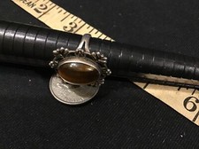 ARTISAN sterling tiger eye ring sz 7 ornate bezel stone cab 925 silver
