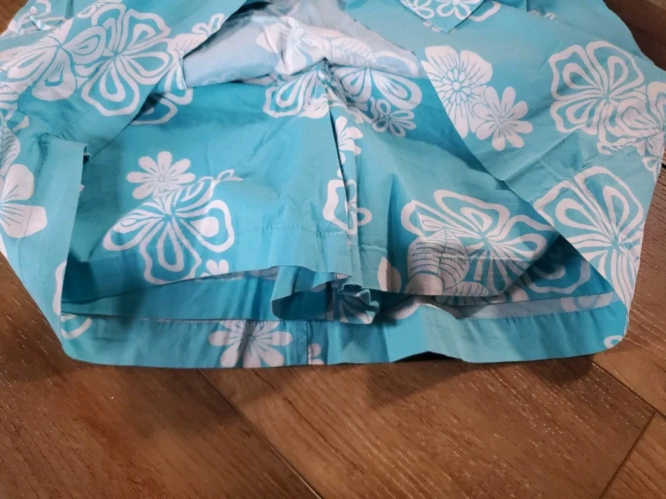 Falda corta de hibisco floral azul elástico ciervo blanco talla 16 Foto 2 de 4