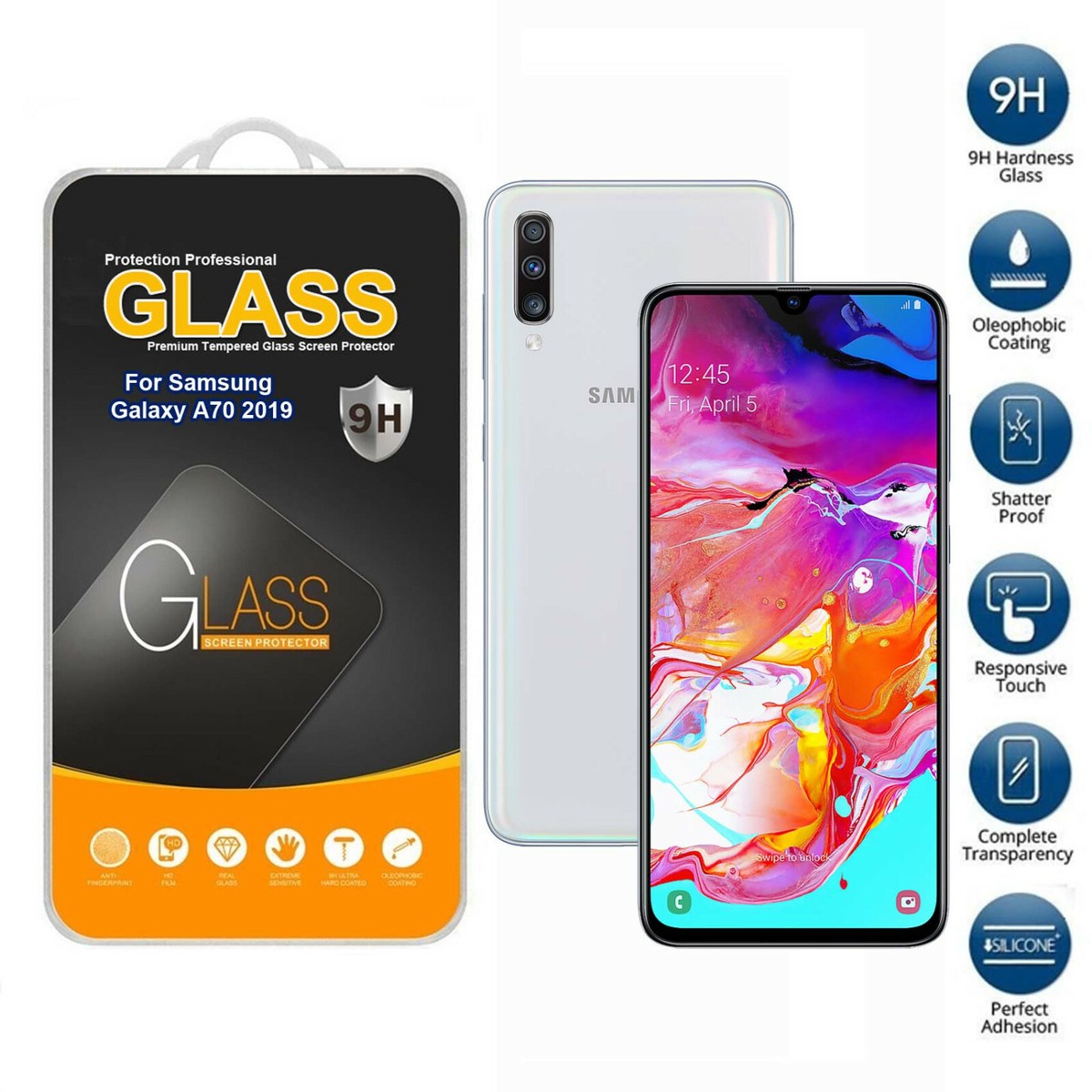 For Samsung Galaxy A70 2019 Tempered Glass Screen Protector