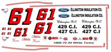  61 Hoss Ellington 1968-70 Ford Torino 1/64th HO Scale Slot Car Decals