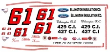 #61 Hoss Ellington 1968-70 Ford Torino 1/64th HO Scale Slot Car Decals