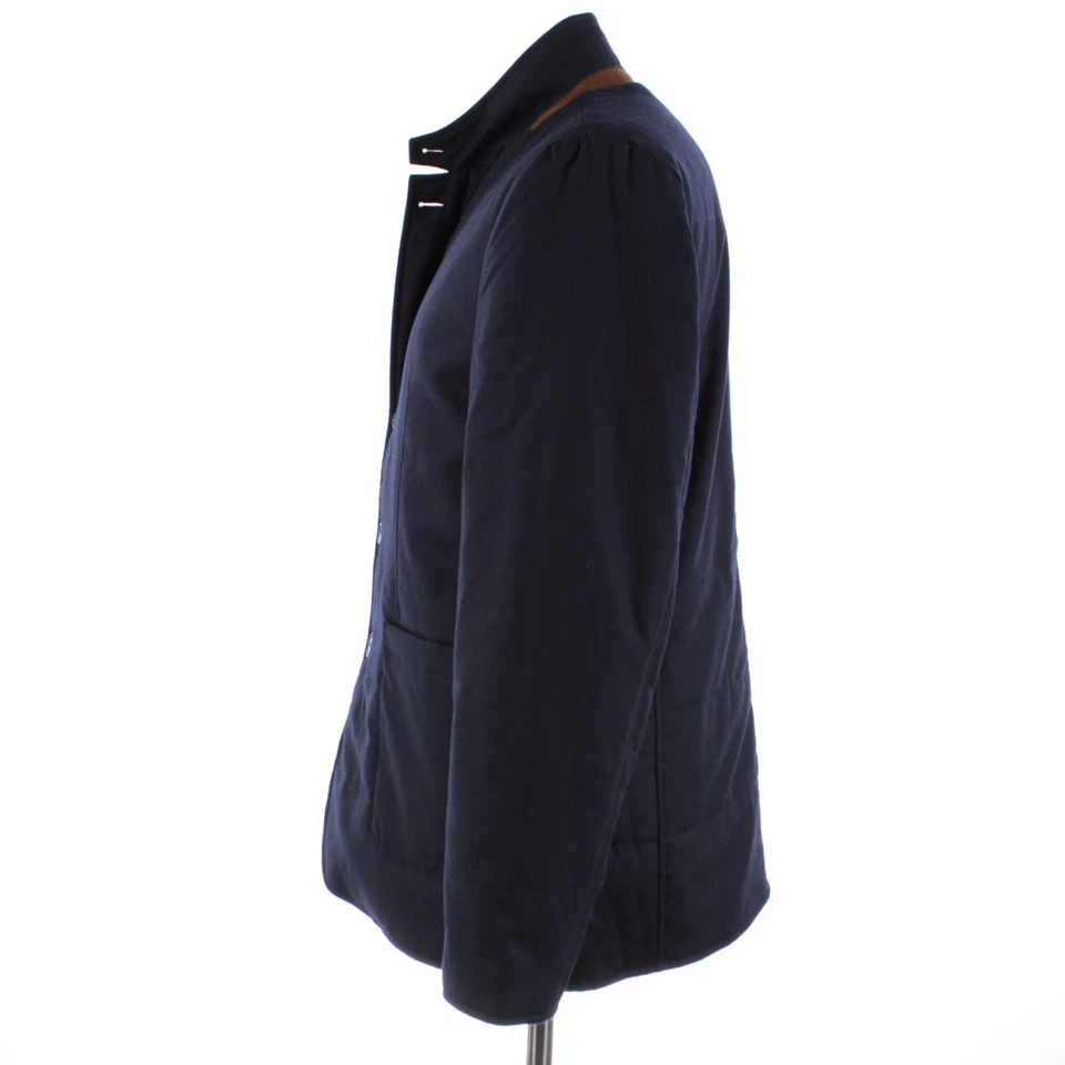 Abrigo de coche de lana Zanella nuevo con etiquetas Vitale Barberis Canonico con gamuza talla L EE. UU. en azul marino Foto 4 de 4