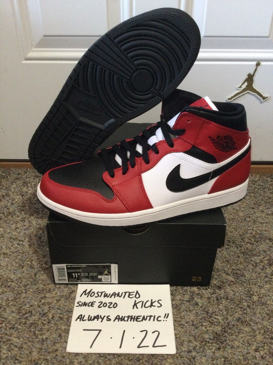 DS 2020 Nike Air Jordan Retro 1 Mid Chicago Black Toe Men's Sz