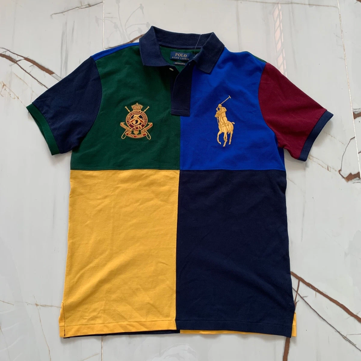 Polo Ralph Lauren Men Custom Slim Fit Big Gold Pony Crest Mesh