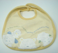 Vintage Carter's Yellow White Bib Fuzzy Animals