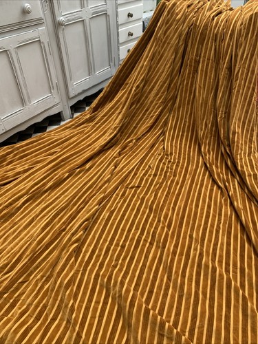Cortinas de terciopelo de algodón vintage, doradas, ENORME PAR, 129" W x 106" L (lote 1) envergadura 3,5 m - Imagen 3 de 24