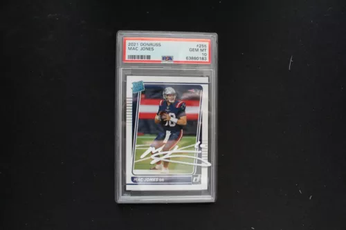 2021 Panini Donruss Mac Jones #255 AUTO Rated Rookie Card PSA 10 Beckett COA