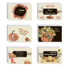 Set of 6 Happy Thanksgiving Cards with Envelopes Stickers Pumpkin Greeting Card