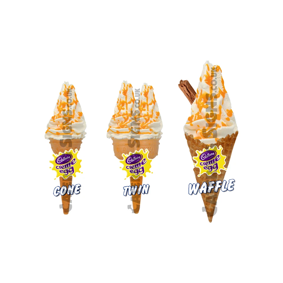 Creme Egg Whippy Ice Cream Cone Sticker Set of 3 - Single, Twin & Waffle decals