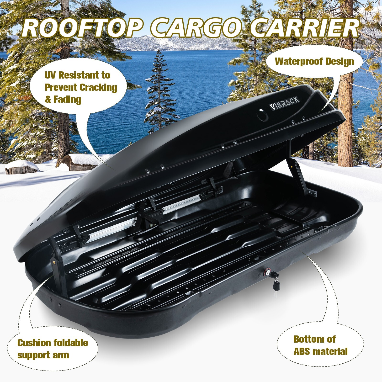 13 CUBIC FEET CAR TOP CARGO CARRIER VEHICLE ROOF MOUNT LUGGAGE STORAGE BOX W/KEY eBay