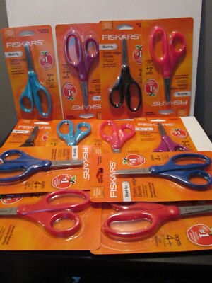 FISKARS BLUNT TIP KID SCISSORS LOT OF 12 ASSORTED COLORS