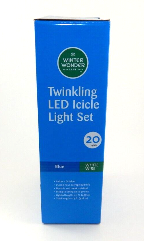 Winter Wonder Lane Blue Twinkling LED Icicle Light Set 20-Lights