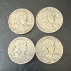 Franklin Half Dollar 50C Lot of 4 (1952, 1953, 1959) 90% Silver San Francisco