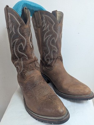 Double H AG7 Work Western 3282 Brown Leather Pull On Western Boots Mens 11 D