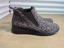 Fly Flot Ladies Wide Fit Leopard Print Chelsea Ankle Boots - EU 38 / UK 5