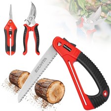 EZUVITA 3PC Gardening Folding Saw with Pruner and Shears Set, 7 inch Hand Red 