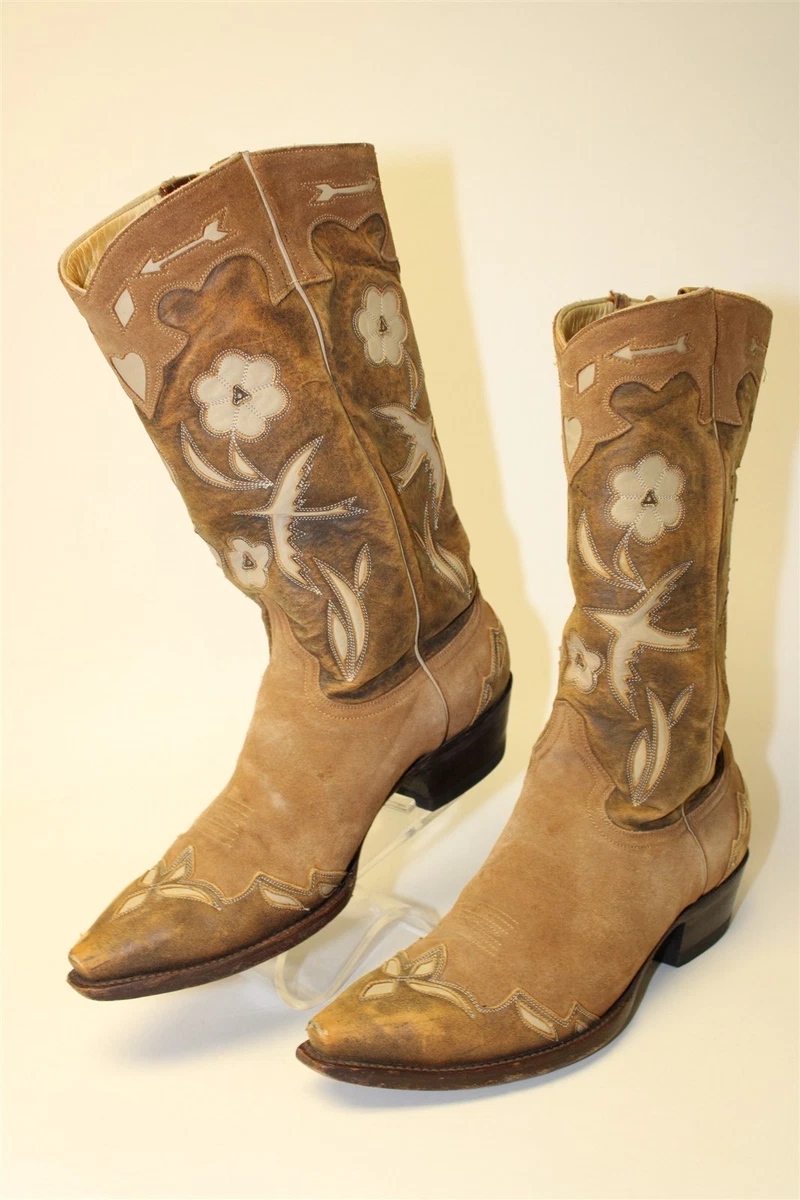 VTG Old Gringo Boot Star Cowboy Boots Men 12 D Leather Handcrafted Ankle Zip Boot Star by Old Gringo Brown Distressed Cowboy Western  main image 3