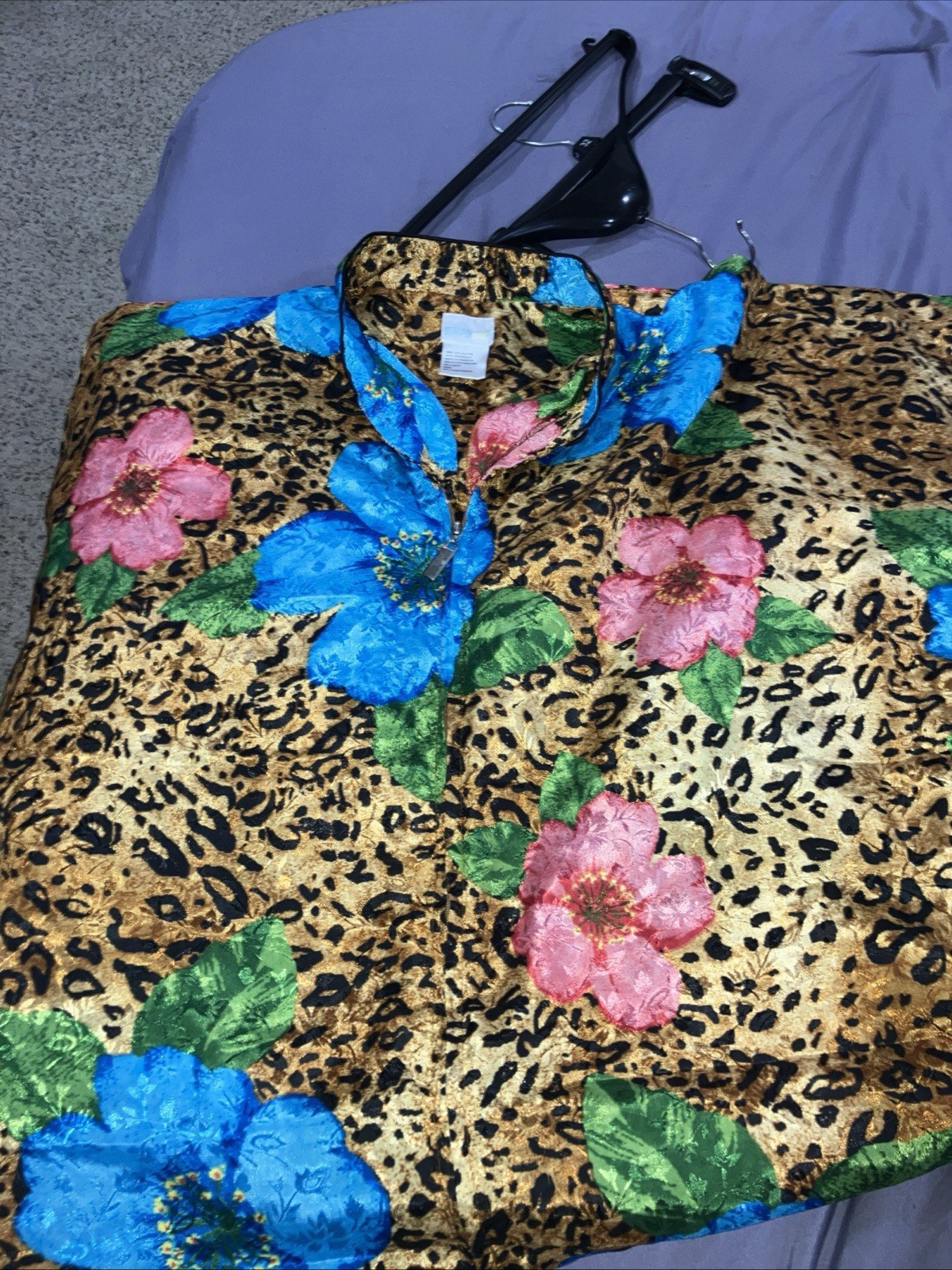 Simply Basic Leopard Hibiscus Zip-Robe Housecoat … - image 10