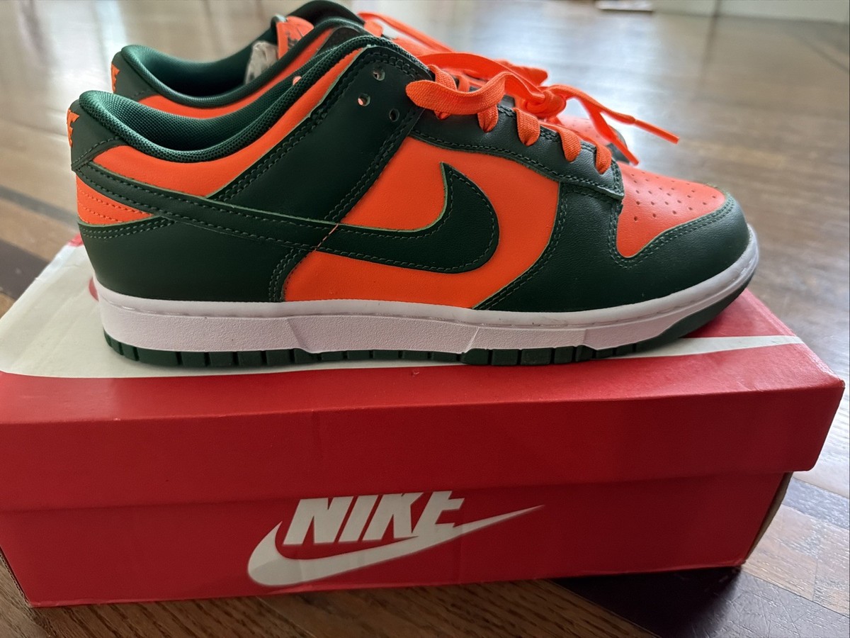 Size 10.5 - Nike Dunk Low Miami Hurricanes Gorge Green/Gorge