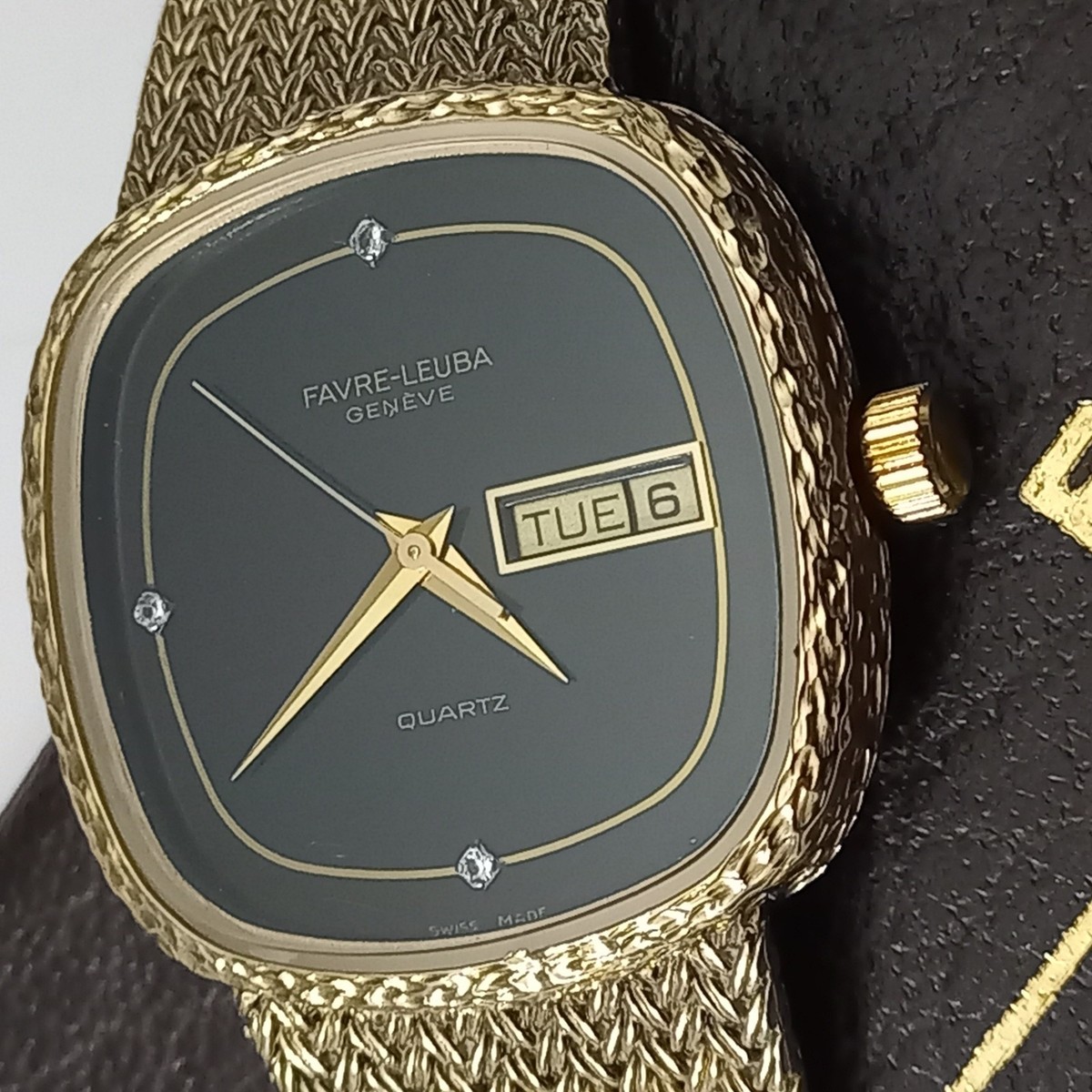 【美品　手巻き】3499 FAVRE-LEUBA　ユニセックス腕時計　ゴールド Favre-Leuba 18k Yellow Gold Integrated Bracelet Watch With Box