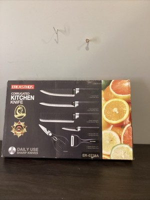 6 Pcs Kitchen Knife Set Professional High Quality Sharp Knives Black Soft Touch