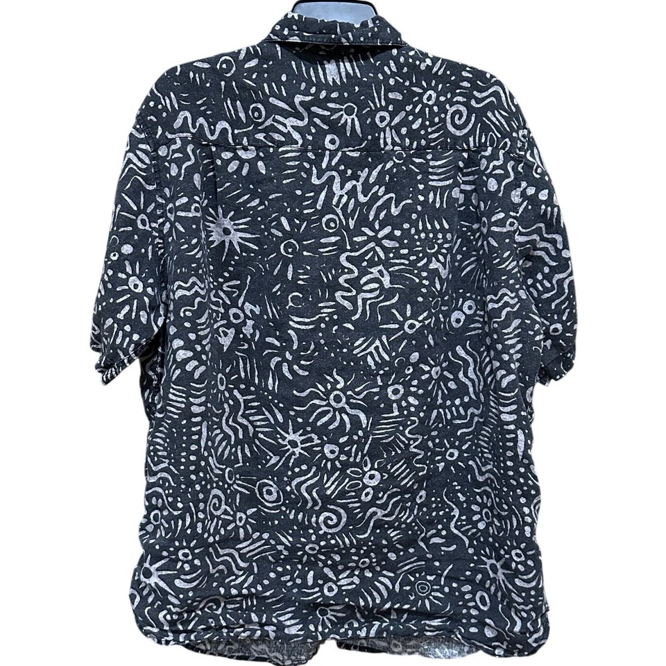 Camisa Axist Para Hombre Gris XL Lino Manga Corta Gris Carbón con Estampado Abstracto Foto 2 de 4