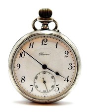 Pocket Watch BERNA Dial Porcelain Case Silver 50mm Circa 1910 To Restore Parts