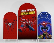 Personalised spiderman Theme Arch Backdrop Cover Birthday Party Background Decor