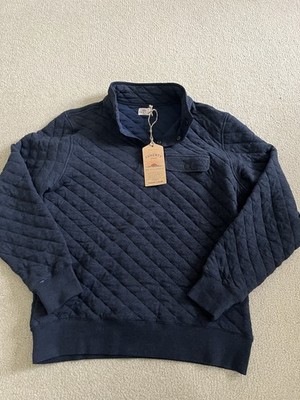 NWT Faherty Men's Epic Quilted Fleece Pullover Navy Medium