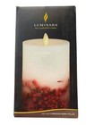 6.5" x 3.5" Luminara Real Flame Effect LED Candle Embedded Berry Pillar White