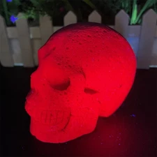 2.1LB 4" Natural Ruby UV Skull Carving Crystal Quartz Decor Healing Reiki
