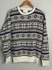 Vintage 80  s Lord Jeff 100 Fine Cotton Knit Sweater Made In USA Mens Size M