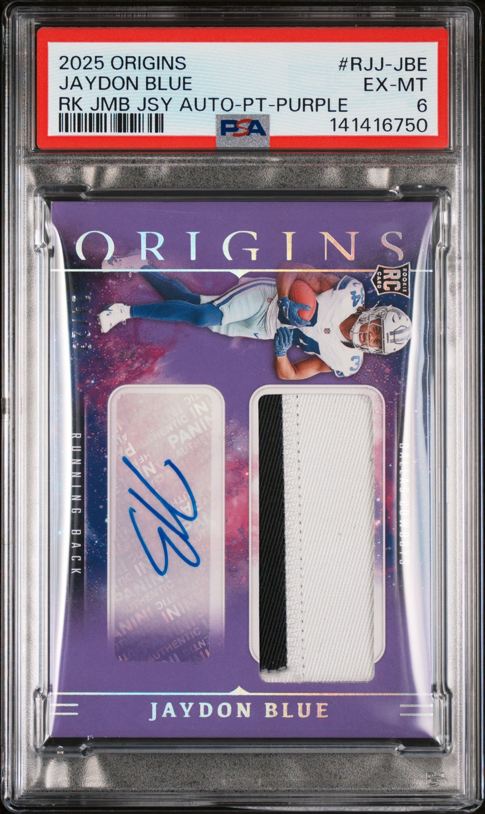 Jaydon Blue Panini Origins Rookie Jumbo Jersey Autographs #RJJJBE Patch-Purple