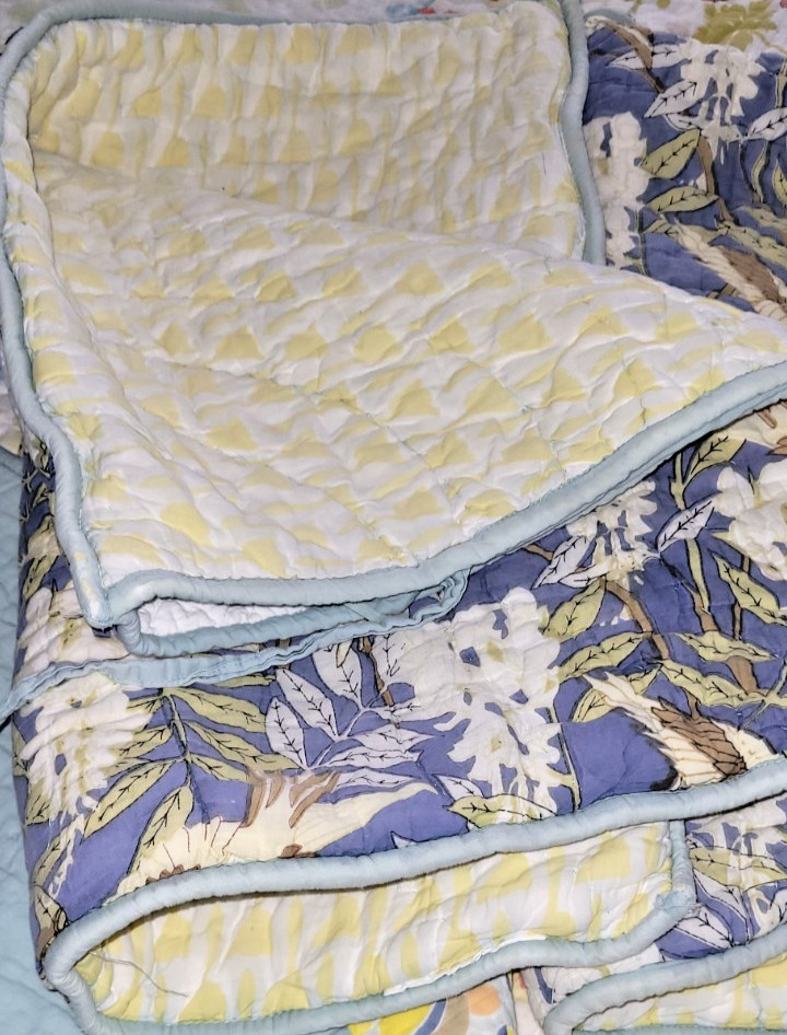 3 PCs POTTERY BARN Cal King Patchwork Quilt Bedspread & 2 Sham Reversible 108x94