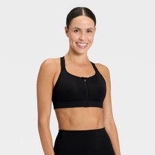 Women's High Support Front Zip Bra - All In Motion Black 34D