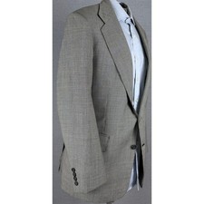 Polo Ralph Lauren Vintage Houndstooth Blazer 38R Tan Black USA Made Sport Coat
