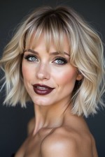 Ombre Light Golden Blonde Balayage with Bangs Lace Front 100 Human Hair Wigs