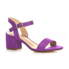 WOMENS LADIES LOW MID BLOCK HEEL PEEP TOE ANKLE STRAP BRIDESMAID SANDALS SHOES