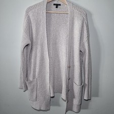 $298 Eileen Fisher Bone Organic Cotton /Cashmere Button Front Cardigan XS