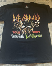Def Leppard Black 2009 Tour Concert Front Back Graphic T-shirt Adult Size Large